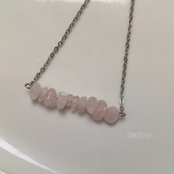 NWT Rose Quartz Bar Necklace, Rose Quartz Gemstone - Picture 5 of 7